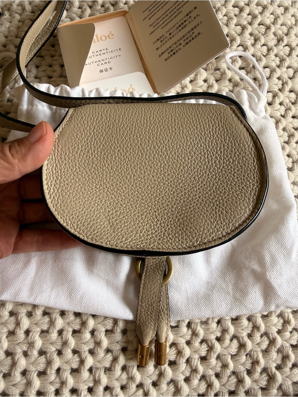 Chloe Marcie Nano Extra Small Leather Crossbody Bag with Gold in Root Beige - Picture 4 of 8
